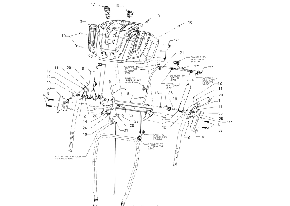 Handle Panel Diagram and Parts List for 3X26-INCH (31AH5DVA756)(2017) Cub Cadet Snow Blower